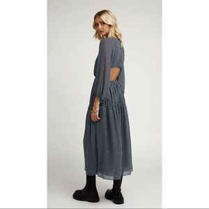 TOMMY NAVY CHECK TIER MIDI DRESS